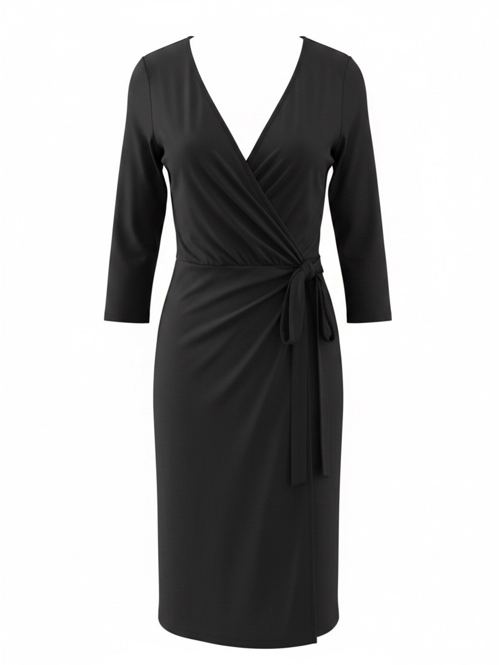 Banana Republic Black Wrap-Front Midi Dress with Tie